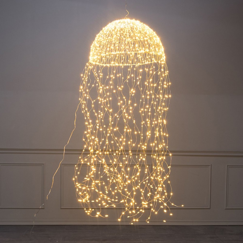 Jellyfish με 1280 led IP44 χάλκινο ασημί καλώδιο και λευκό θερμό φως 60x200 εκ