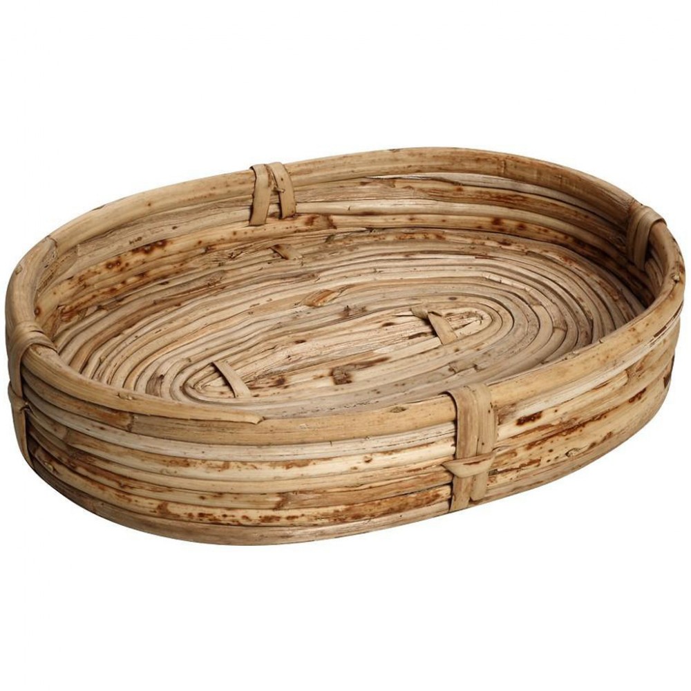 Boho ψωμιέρα οβάλ από ξύλο 30x20x8 εκ