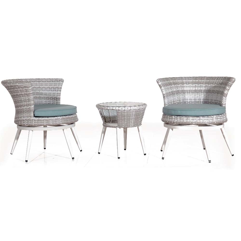 Retro καθιστικό rattan με σκελετό αλουμινίου σετ τριών τεμαχίων