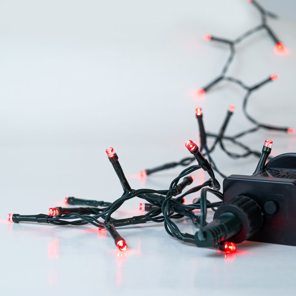 100 Led λαμπάκια IP44 με 8 προγράμματα πράσινο καλώδιο και κόκκινο φως 5μ