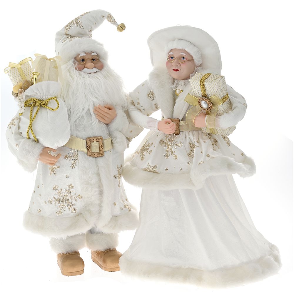 Mr and Mrs santa διακοσμητικό λευκό σετ δύο τεμάχια 65 εκ