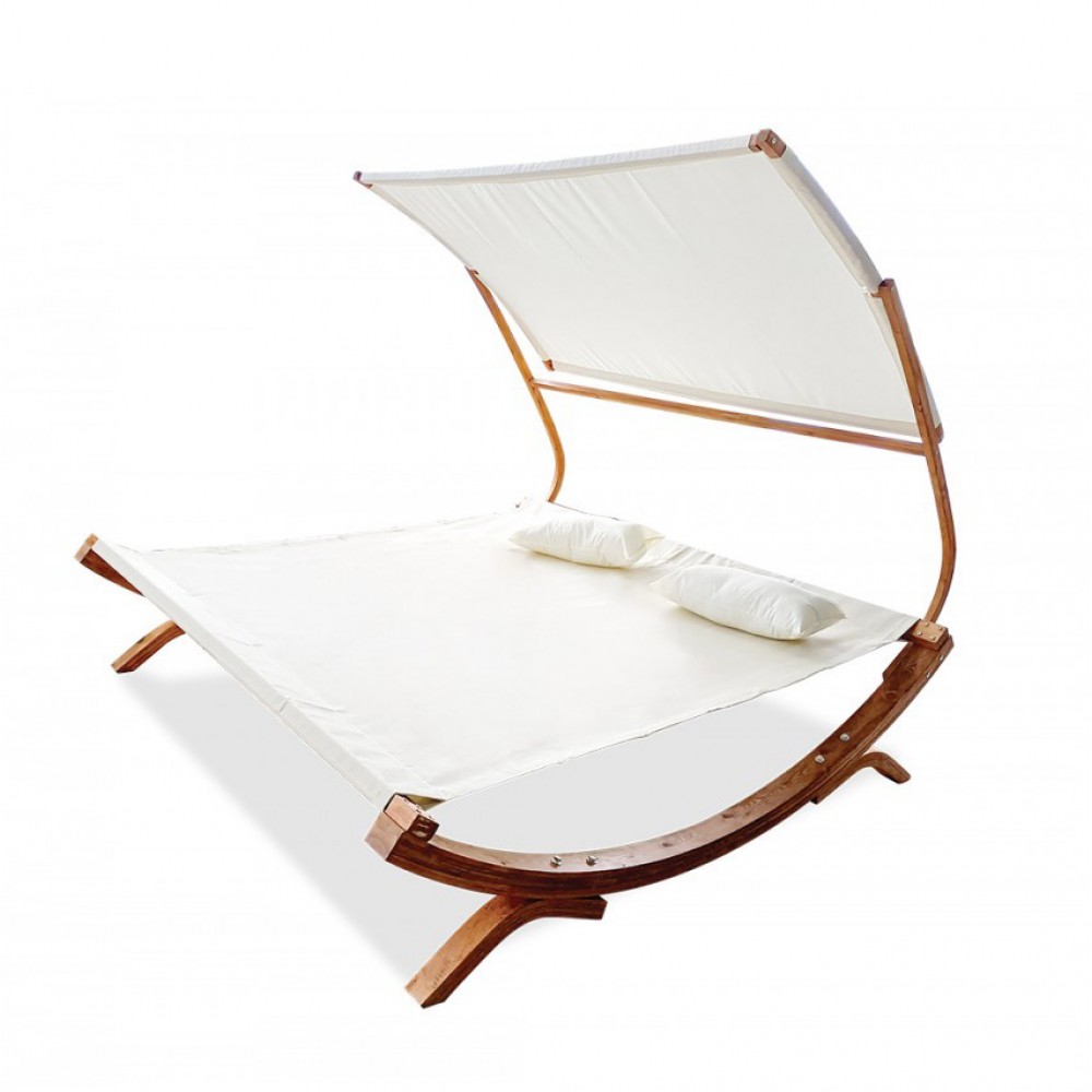 Daybed εξωτερικού χώρου από ξύλο οξυάς και textilene ύφασμα 200x200x170 εκ