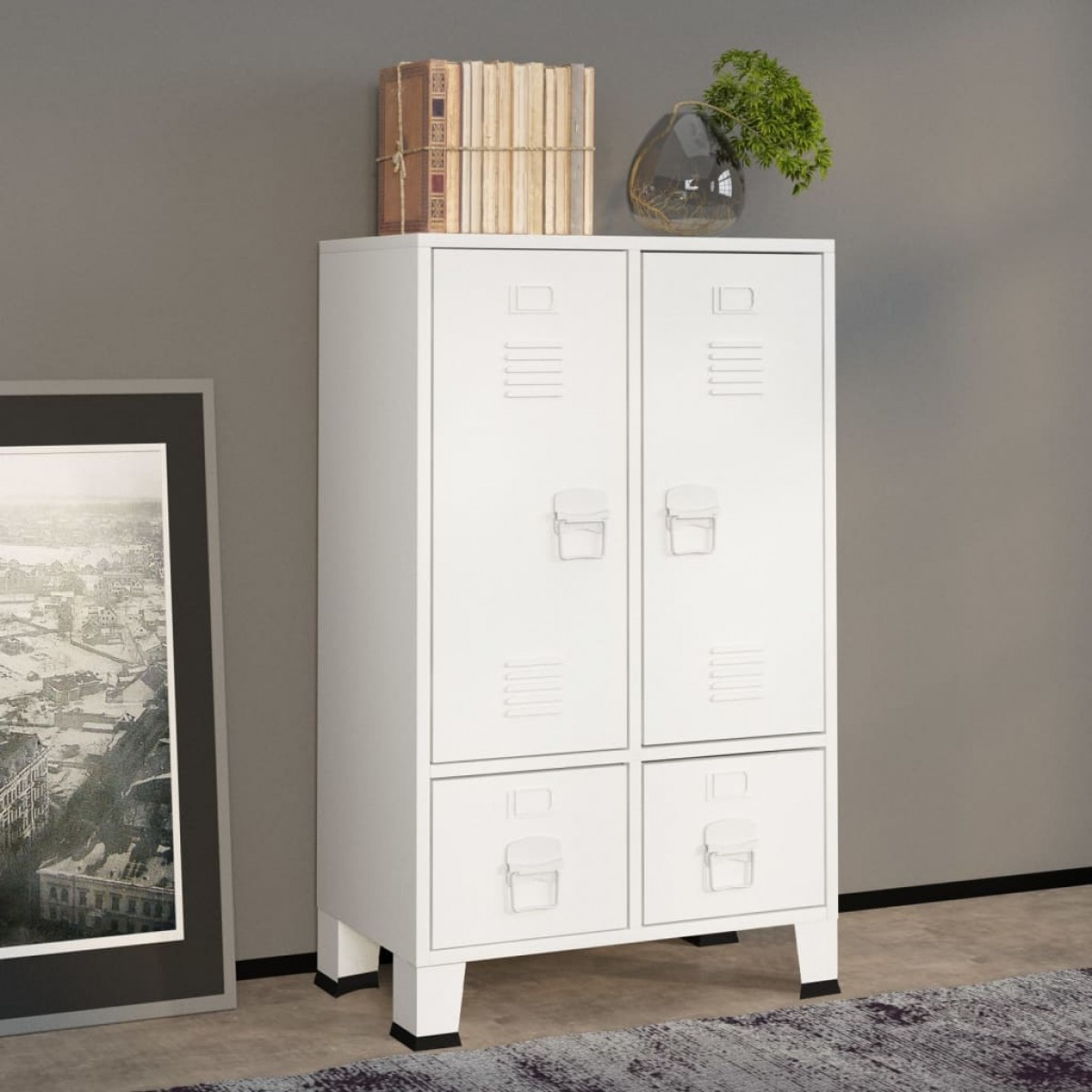 Ντουλάπα Βιομηχανική Λευκή 67 x 35 x 107 εκ. Ατσάλινη Ντουλάπα Βιομηχανική Λευκή 67 x 35 x 107 εκ. Ατσάλινη