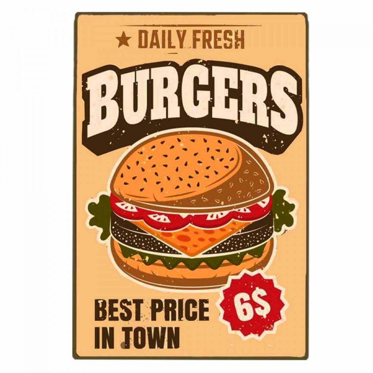 Daily Fresh Burger χειροποίητος ξύλινος πίνακας Daily Fresh Burger χειροποίητος ξύλινος πίνακας