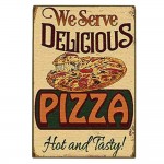 Hot and Tasty Pizza χειροποίητος ξύλινος πίνακας Hot and Tasty Pizza χειροποίητος ξύλινος πίνακας