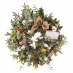 Woodland Creatures έτοιμο στολισμένο στεφάνι PE με λαμπάκια 60 εκ