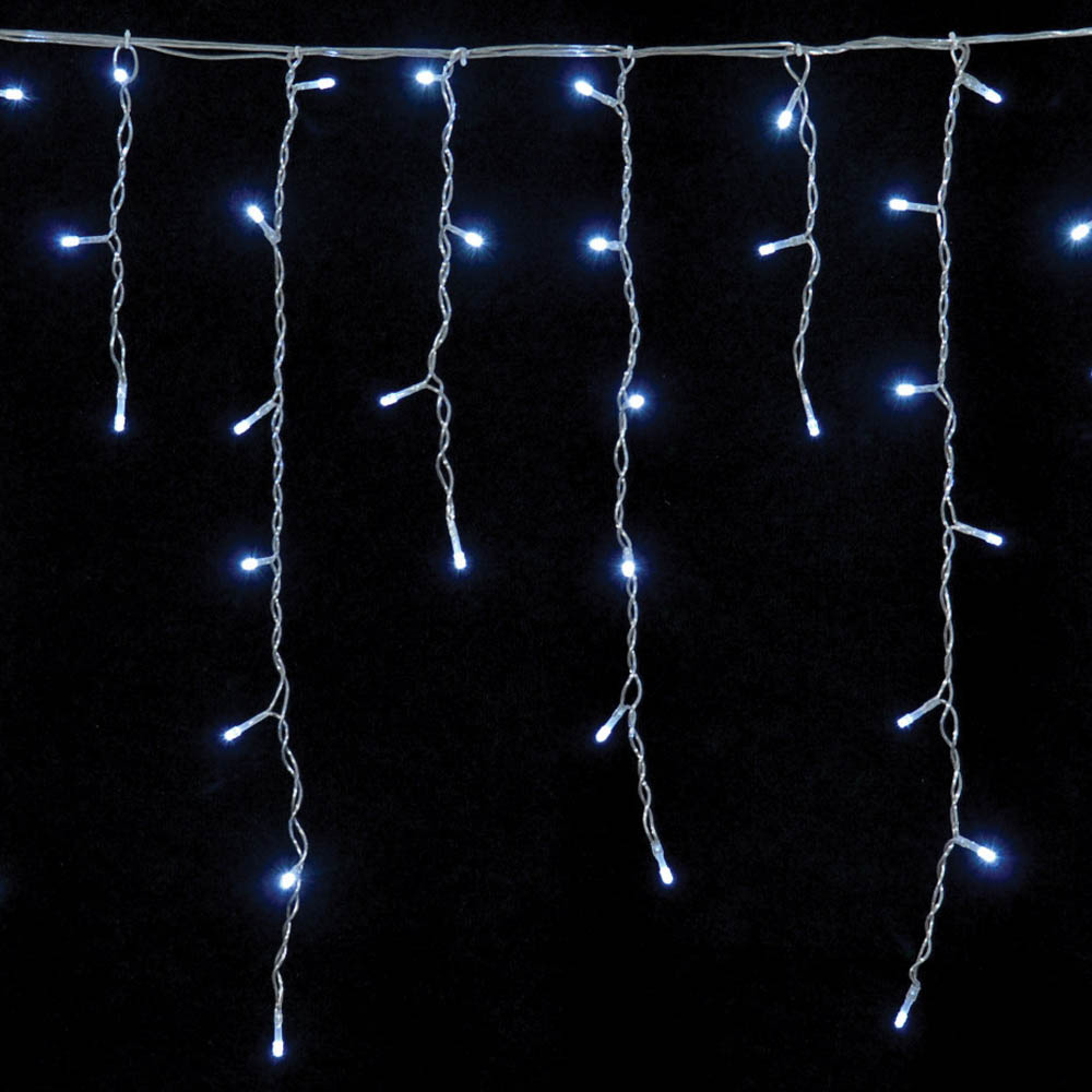 100 Led λαμπάκια ασύμμετρη κουρτίνα IP20 με επέκταση διάφανο καλώδιο λευκό ψυχρό φως 2x0.7μ