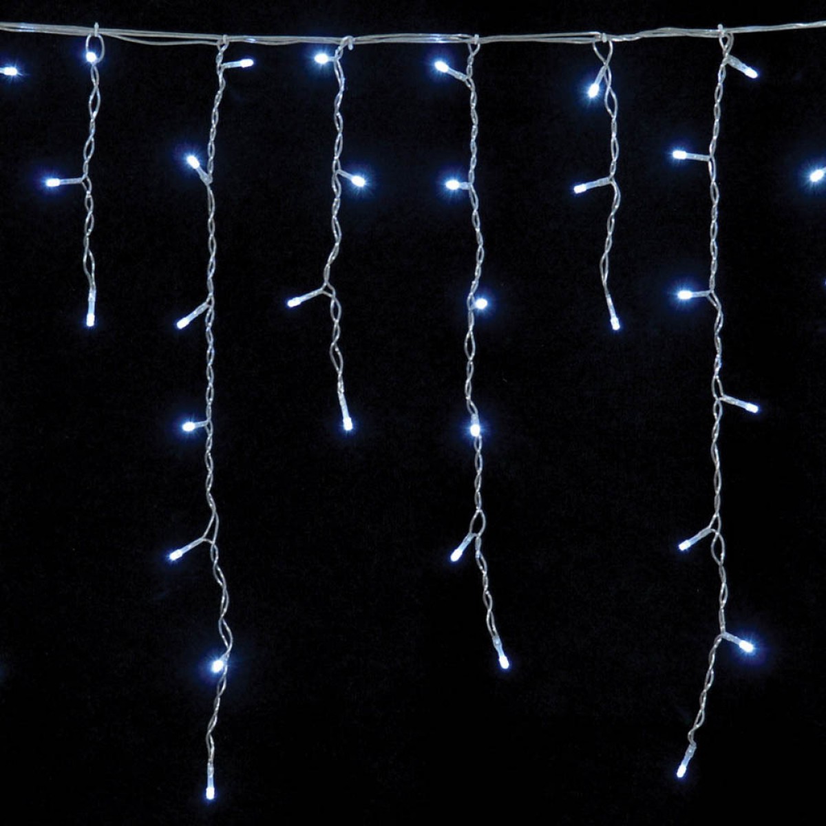 100 Led λαμπάκια ασύμμετρη κουρτίνα IP20 με επέκταση διάφανο καλώδιο λευκό ψυχρό φως 2x0.7μ