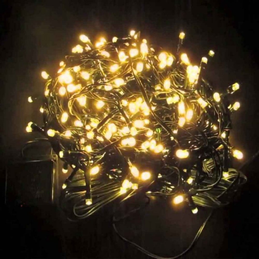 100 Led λαμπάκια IP44 με πράσινο επεκτεινόμενο καλώδιο και soft white φως 5μ
