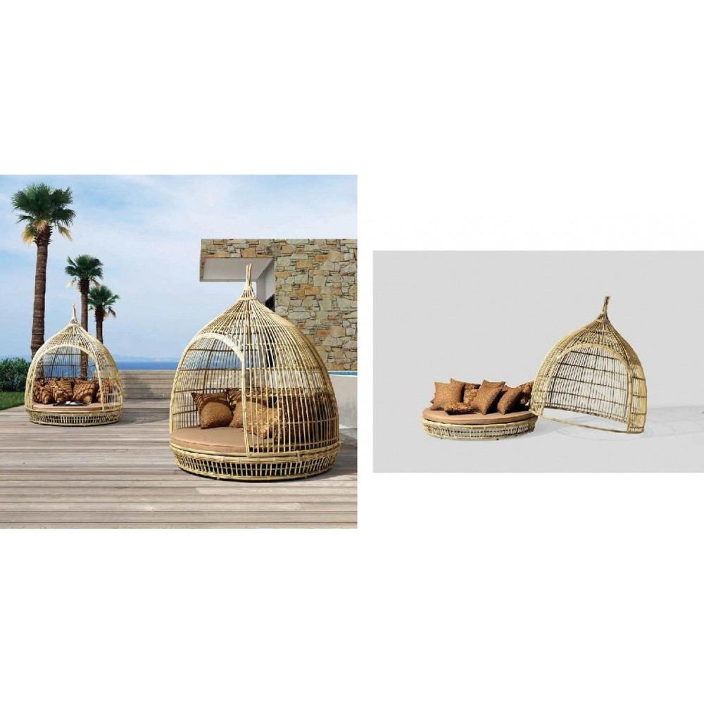 Cottage daybed από αλουμίνιο και wicker με επιλογές χρωμάτων 177x214 εκ
