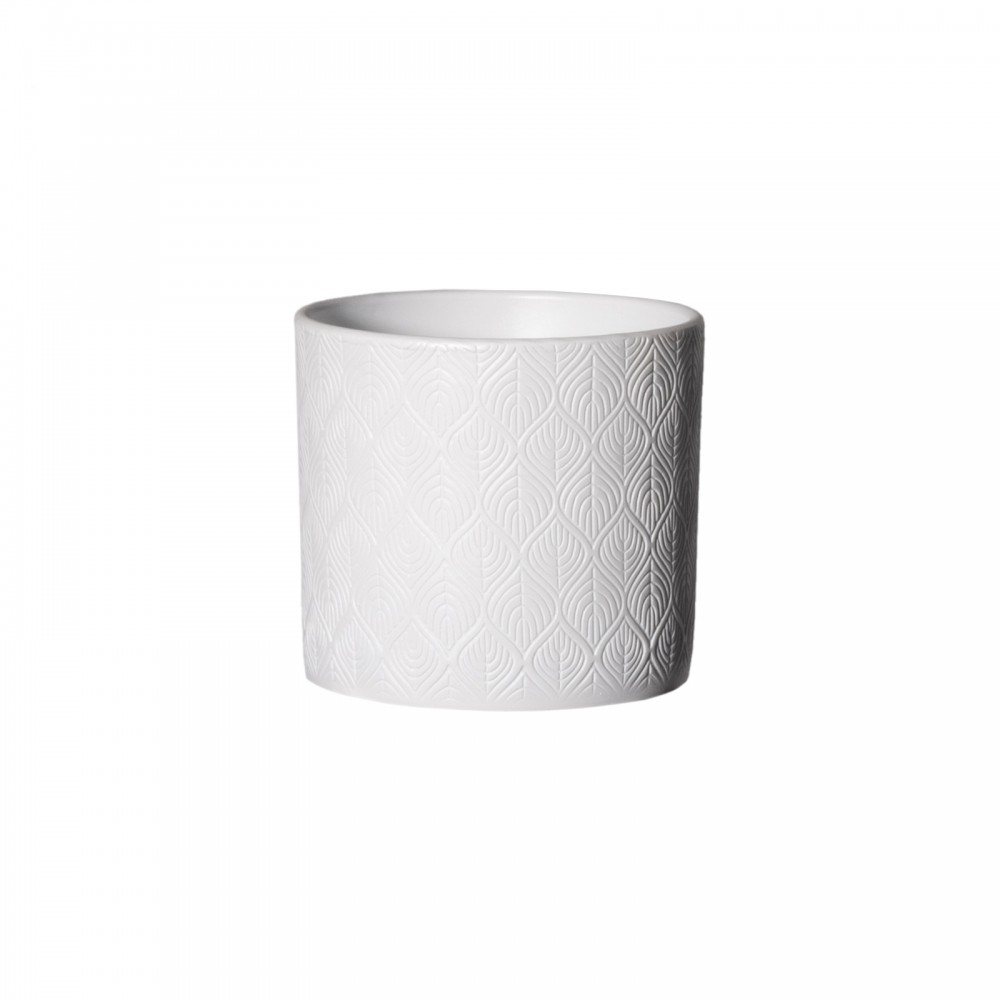Assorted κεραμικό στρογγυλό κασπώ σε λευκό χρώμα 17x13.5 εκ