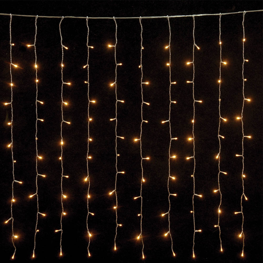 500 led flash κουρτίνα με διάφανο καλώδιο IP44  και θερμό λευκό φως 300x250 εκ