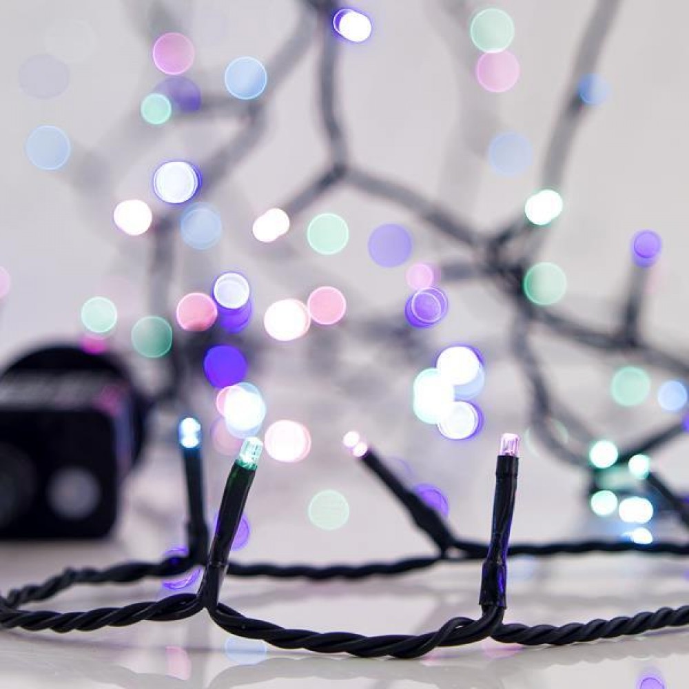 700 Led λαμπάκια με 8 προγράμματα μετασχηματιστή ρεύματος και πράσινο καλώδιο IP44 χρωματιστό φως 35μ