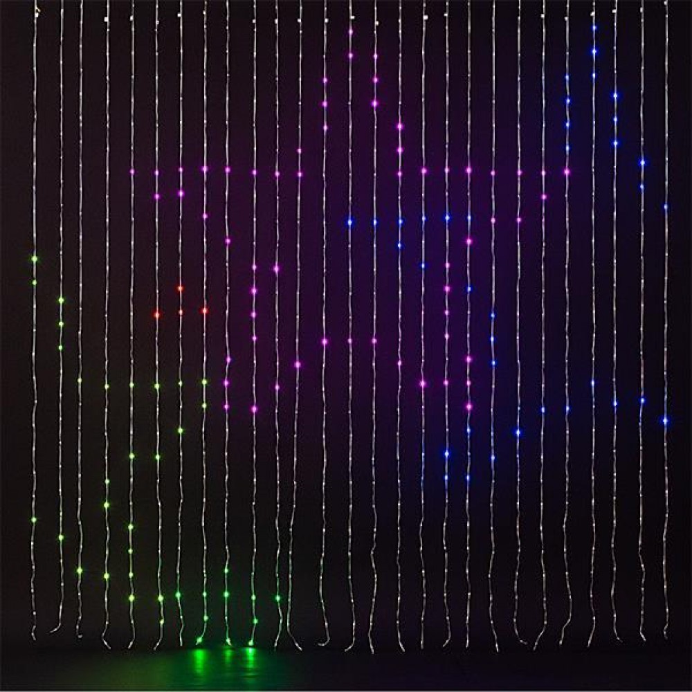 756 κουρτίνα smart mini led RGBW με έλεγχο προγράμματος μέσω εφαρμογής διάφανο καλώδιο πλακέ IP44 200x200 εκ