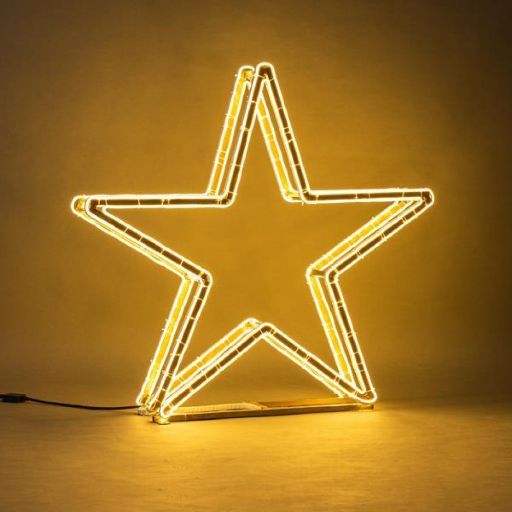 Επαγγελματικό σχέδιο αστέρι 3D Neon με led φωτοσωλήνα διπλής όψης και θερμό λευκό φως Ip65 97x14x93 εκ