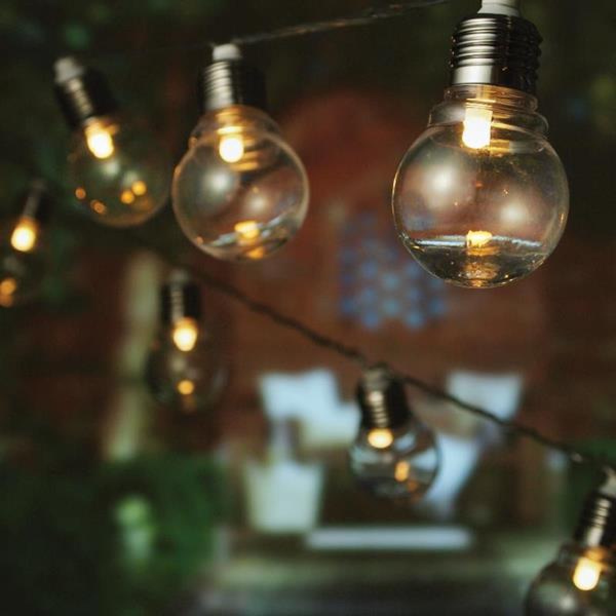 20 led με γυάλινους γλόμπους διάφανο καλώδιο και θερμό λευκό φως IP44 380 εκ