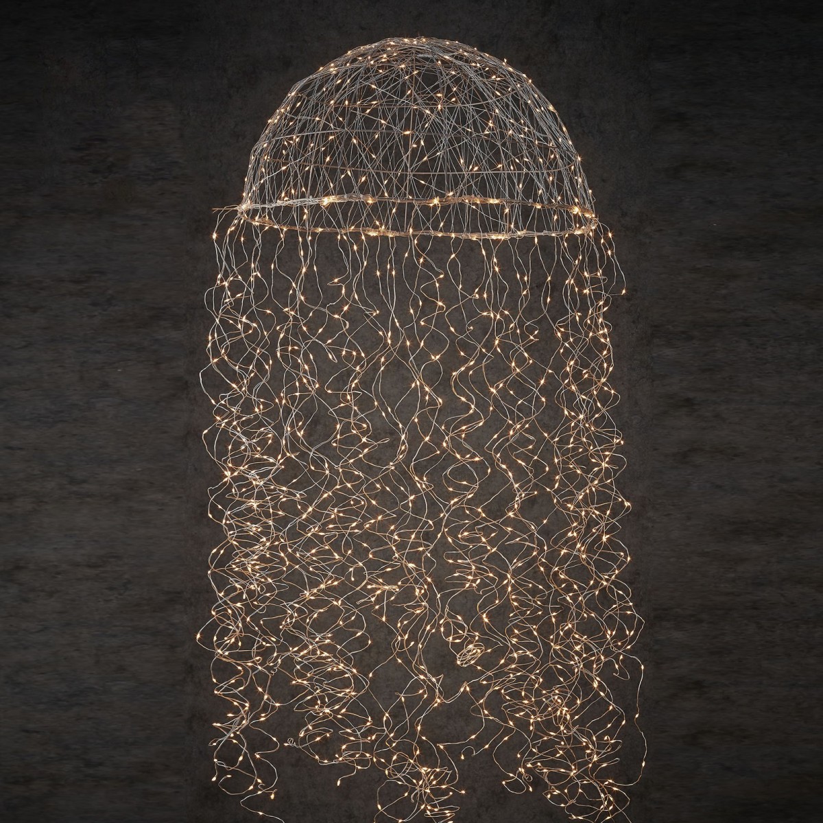 Jellyfish με 1280 led IP44 χάλκινο ασημί καλώδιο και λευκό θερμό φως 60x200 εκ