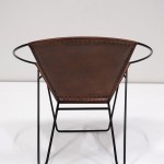 Dalton lounge πολυθρόνα με μεταλλική βάση και δερμάτινο κάθισμα σε καφέ χρώμα 77x67x77 εκ