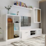 Marseille σύνθεση σαλονιού σε λευκή απόχρωση σετ 4 τεμαχίων 270x40x200 εκ