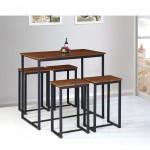 Henry set bar τραπέζι 100X60cm και 4 σκαμπώ μεταλλικά σκούρο καφέ καρυδί