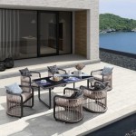 Ανθρακί με Μπεζ City Dining Set Alu Τραπέζι180x90εκ και 6 Πολυθρόνες