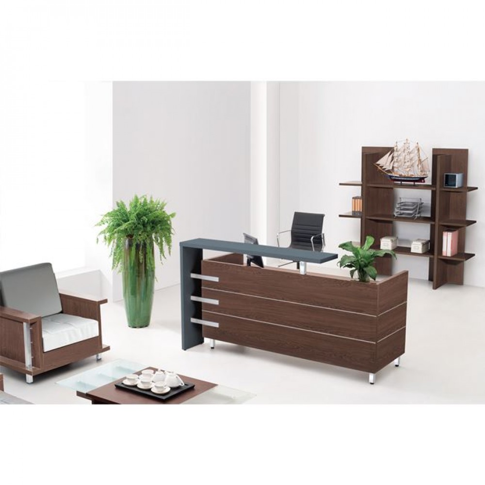 Reception proline σκούρο καρυδί με μαύρο 180x75x110 εκ