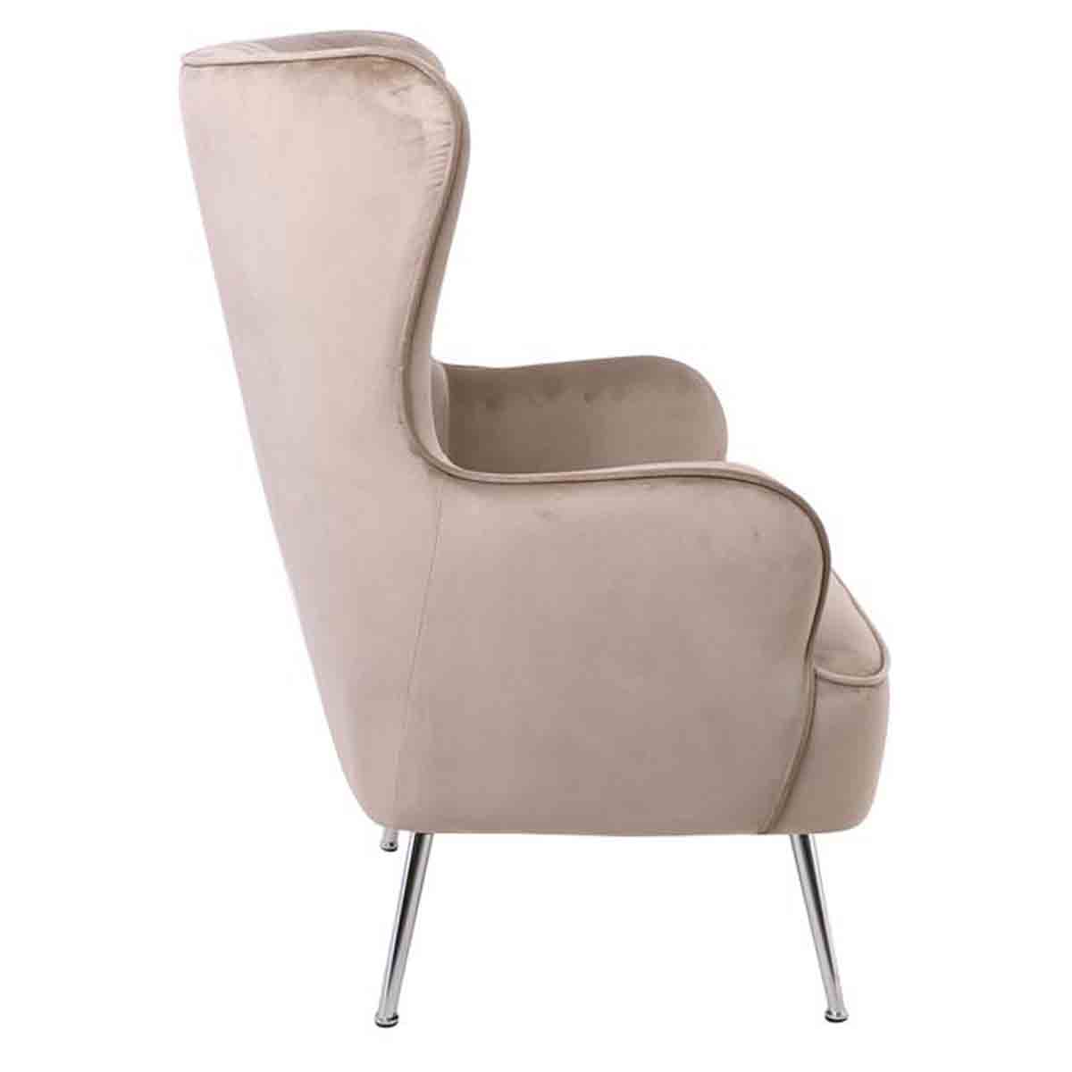 Croma υφασμάτινη μπερζέρα με καφέ velure velvet ύφασμα
