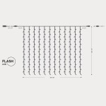 500 led flash κουρτίνα με διάφανο καλώδιο IP44  και θερμό λευκό φως 300x250 εκ