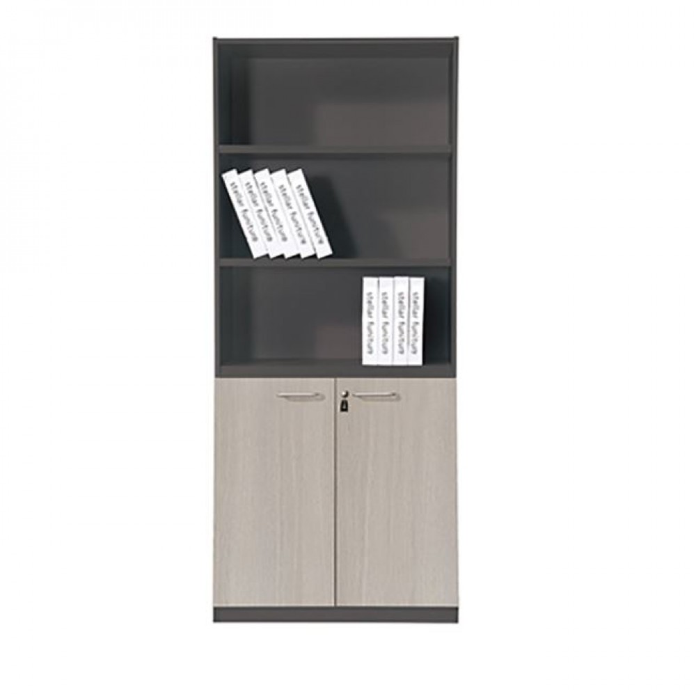 Βιβλιοθήκη Progress με τρία ράφια σε χρώμα elm grey 80x40x190 εκ