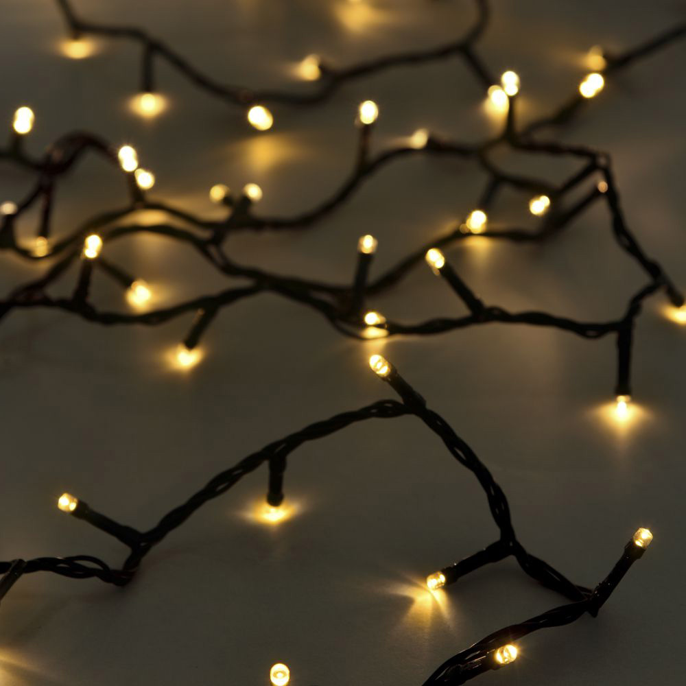100 Led λαμπάκια IP44 με 8 προγράμματα πράσινο καλώδιο και θερμό λευκό φως 5μ