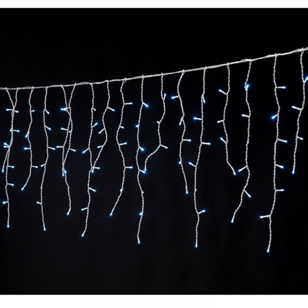 150 led λαμπάκια κουρτίνα με διάφανο καλώδιο και λευκό ψυχρό φως 3x0.6μ