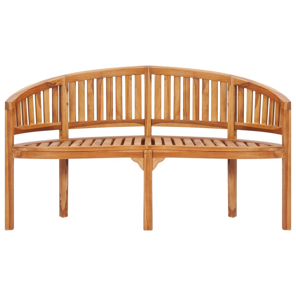 Παγκάκι με καμπυλωτή πλάτη από μασίφ ξύλο teak 151x62x86 εκ