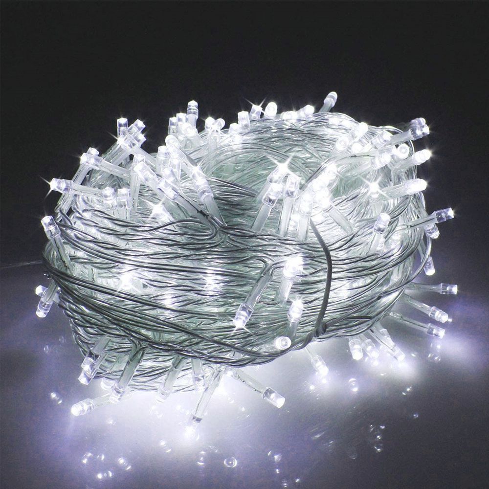 800 Led λαμπάκια IP44 με 8 προγράμματα διάφανο καλώδιο και λευκό ψυχρό φως 40μ