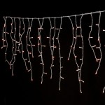 300 Led λαμπάκια IP44 ασύμμετρη κουρτίνα με 8 προγράμματα πράσινο καλώδιο και θερμό λευκό φως 600x70 εκ