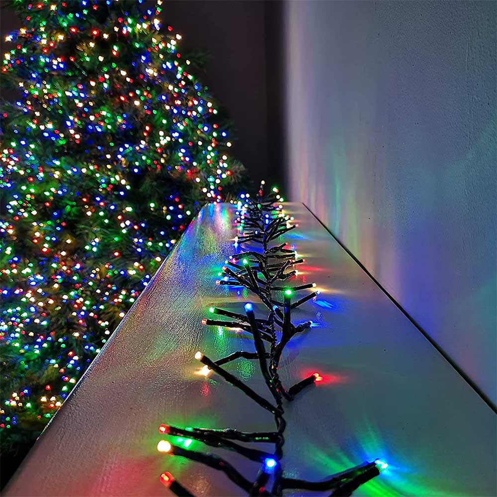 180 Led λαμπάκια εξωτερικού χώρου IP44 με 5 προγράμματα πράσινο καλώδιο και RGB φως 9μ
