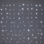 200 Led λαμπάκια IP44 κουρτίνα με επεκτεινόμενο διάφανο καλώδιο και ψυχρό λευκό φως 200x100 εκ
