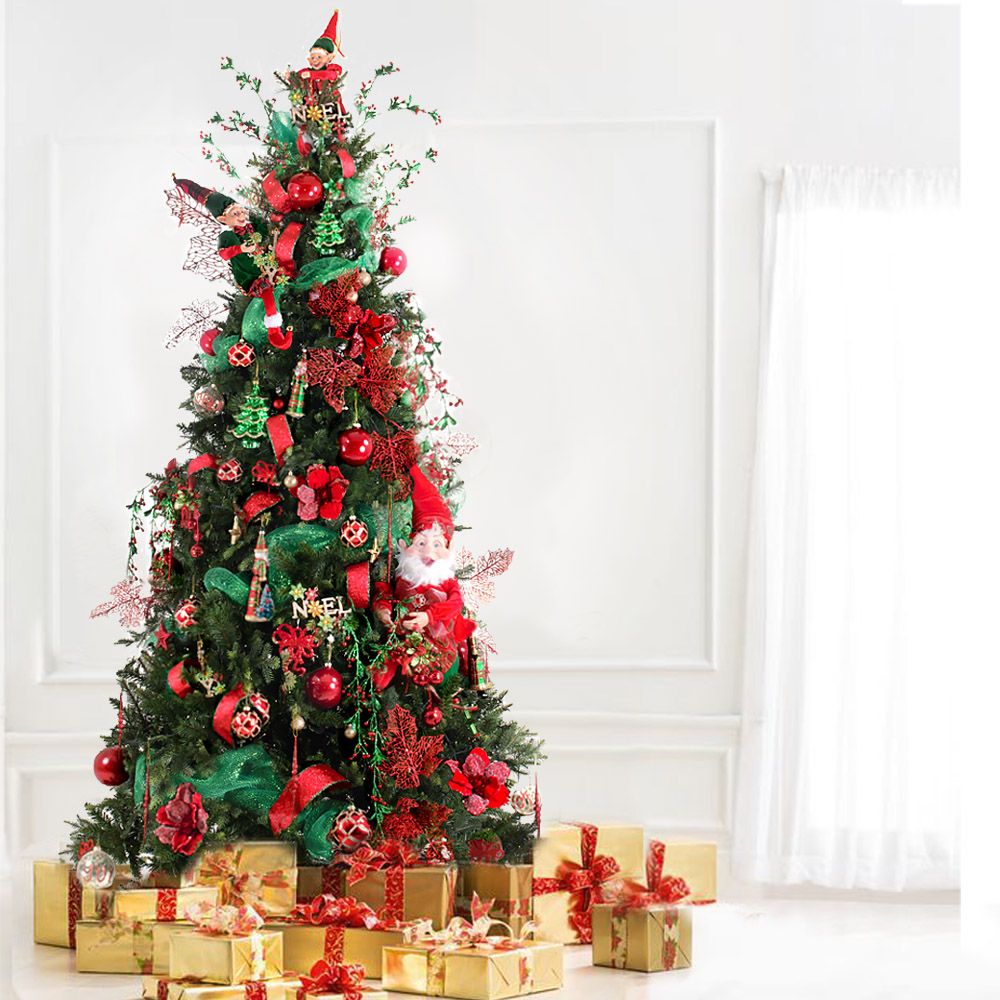 Elve's tree πρόταση στολισμού για χριστουγεννιάτικο δέντρο με 138 στολίδια