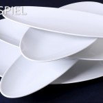 Coup fine dining πορσελάνινη πιατέλα οβάλ λευκή στενόμακρη σετ των δύο τεμαχίων 35x11 εκ