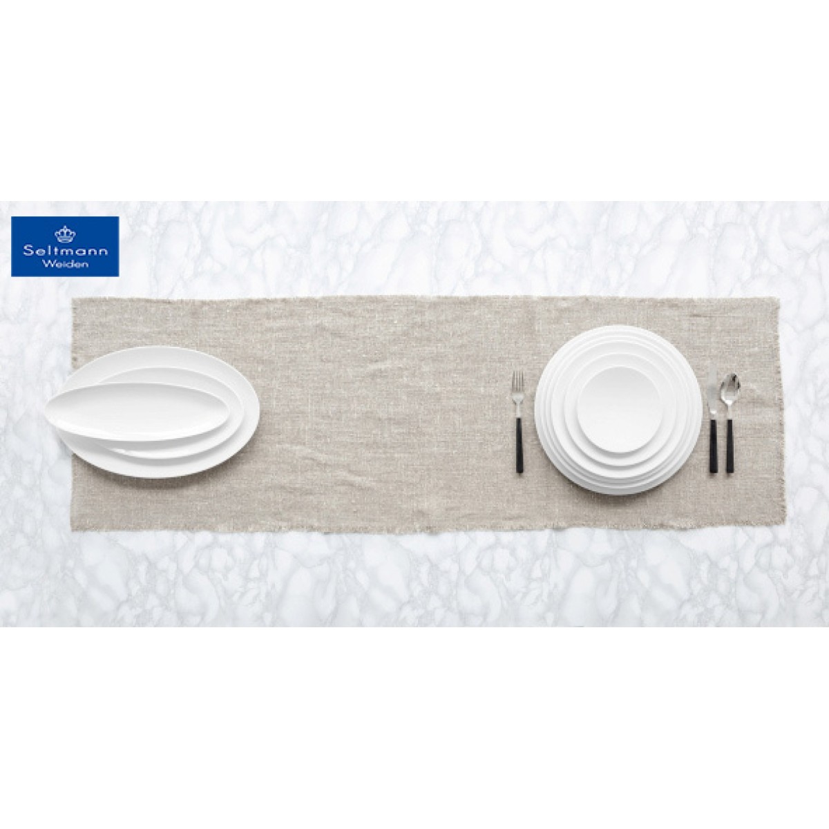 Coup fine dining πορσελάνινη πιατέλα οβάλ λευκή στενόμακρη σετ των δύο τεμαχίων 35x11 εκ
