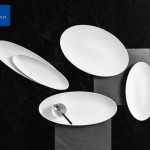 Coup fine dining πορσελάνινη πιατέλα οβάλ λευκή στενόμακρη σετ των δύο τεμαχίων 35x11 εκ
