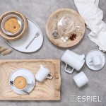Good mood πορσελάνινο στρογγυλό πιατάκι του καφέ λευκό σετ των έξι τεμαχίων 13 εκ