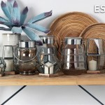 Γυάλινο φανάρι σε retro στυλ σε γκρι χρώμα με λευκές λεπτομέρειες 18x26 εκ