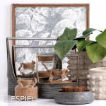Έθνικ φανάρι γυάλινο με καφέ πλέξη 18x30 εκ