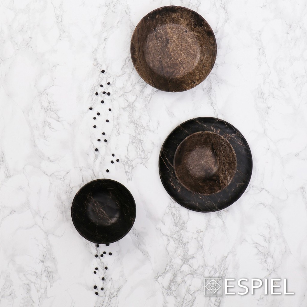 Black Wood hybrid στρογγυλό πιάτο ρηχό σετ εβδομήντα δύο τεμάχια 21 εκ