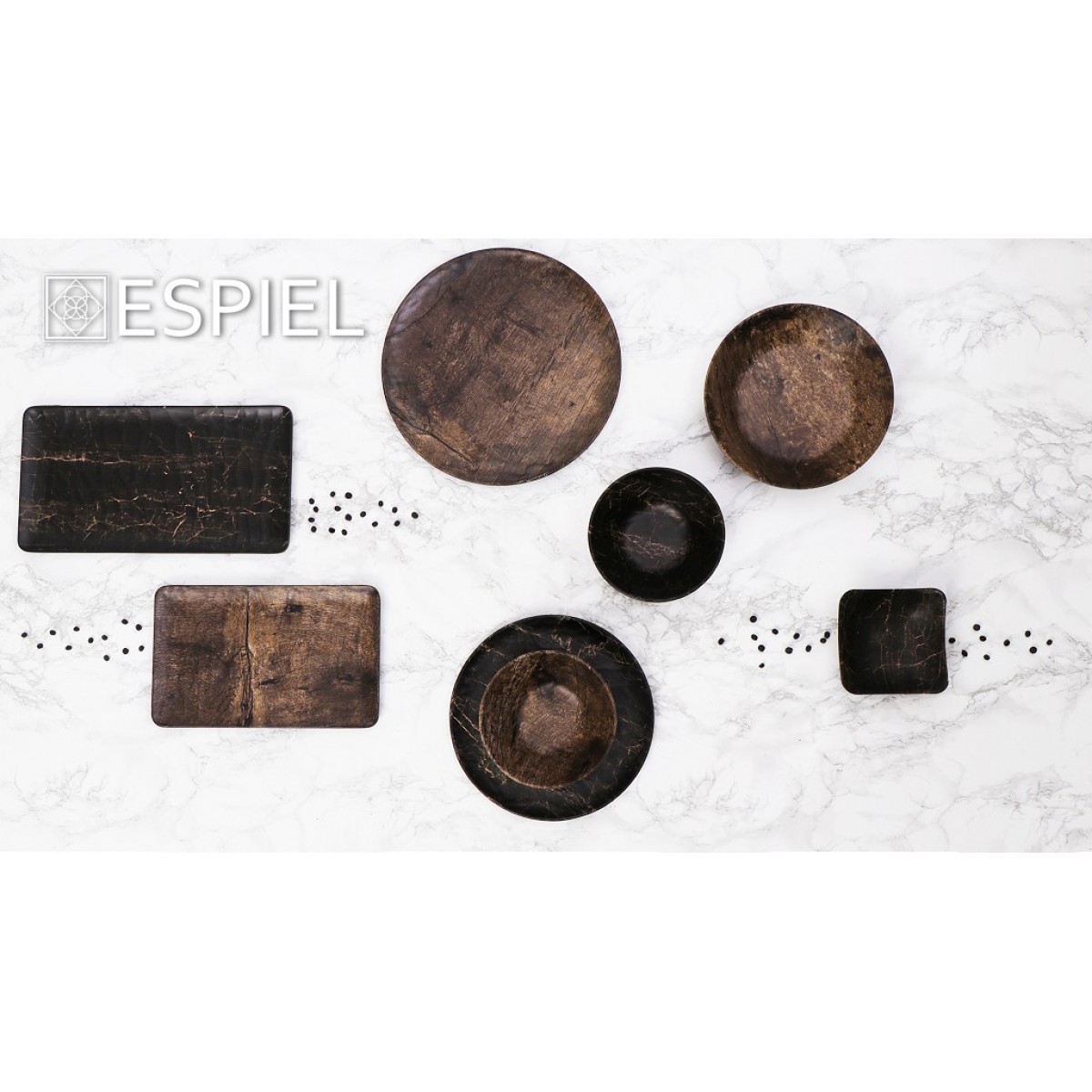 Black Wood hybrid στρογγυλό πιάτο ρηχό σετ εβδομήντα δύο τεμάχια 21 εκ