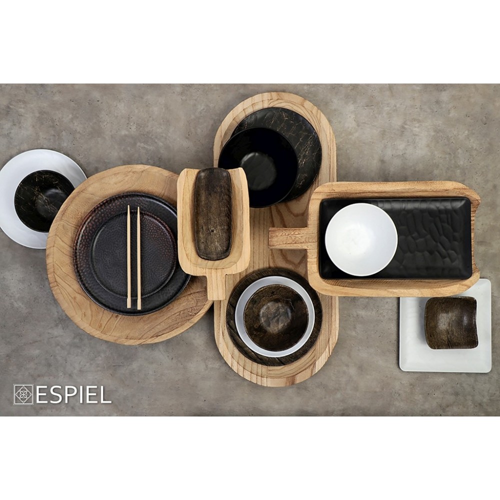 Black Wood στρογγυλό πιάτο ρηχό hybrid σετ σαράντα οκτώ τεμάχια 23 εκ