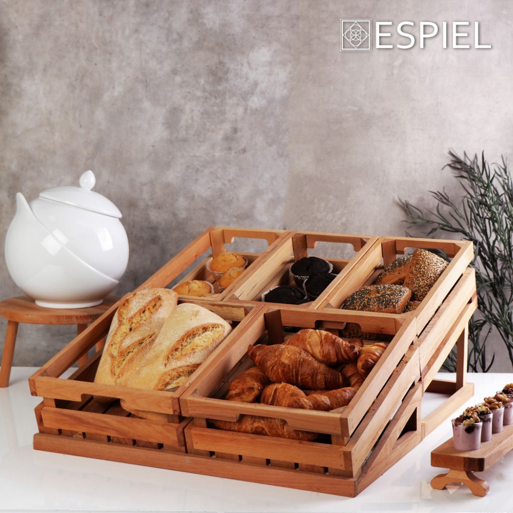 Ξύλινο σταντ ορθογώνιο σε φυσικό χρώμα 60x19x9 εκ