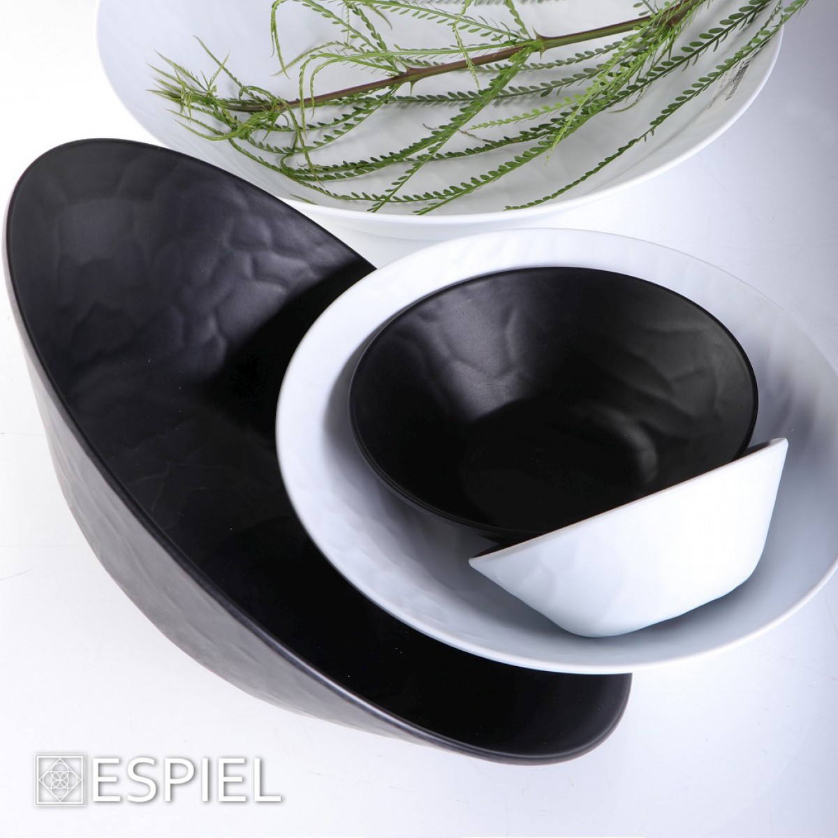 Wavy Matte Black μπωλ στρογγυλό σετ των 18 τεμαχίων 34x8 εκ