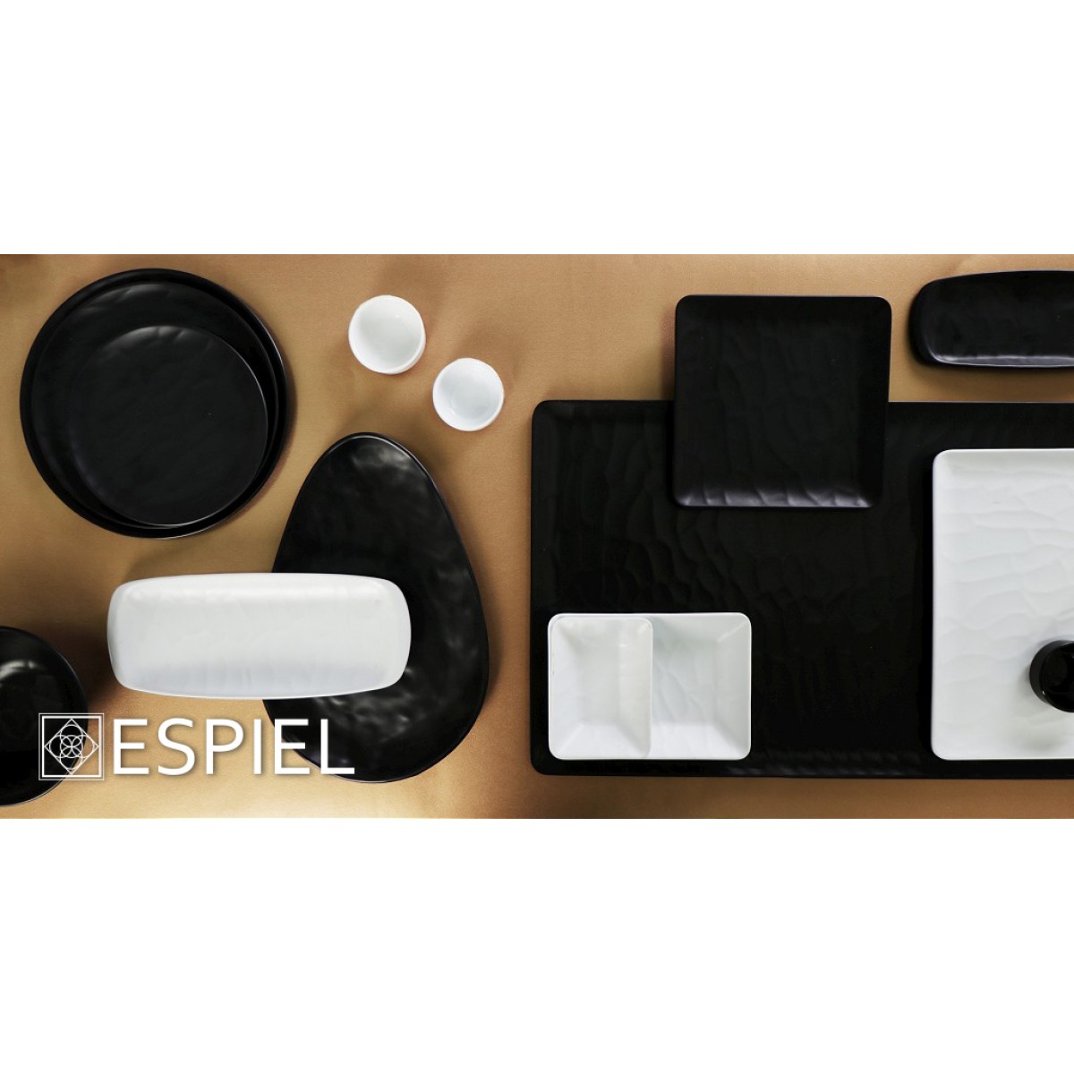 Wavy Matte Black δίσκος σετ των δεκαοχτώ τεμαχίων 53x32x2 εκ