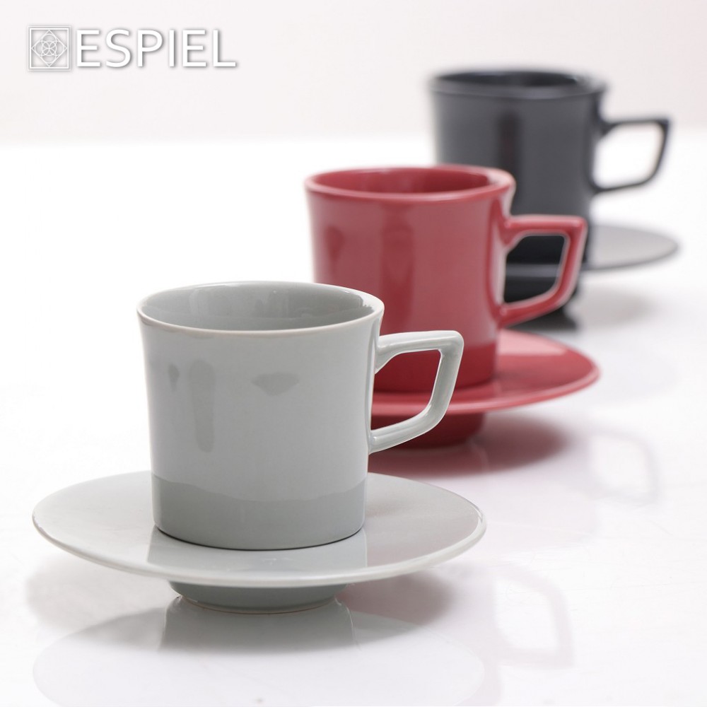 Light Grey Essentials φλυτζάνι και πιατάκι εσπρέσσο σετ των έξι 100 ml 11x7 εκ